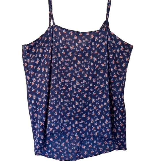 Reitmans dark blue floral lace rim tank top - Picture 4 of 4